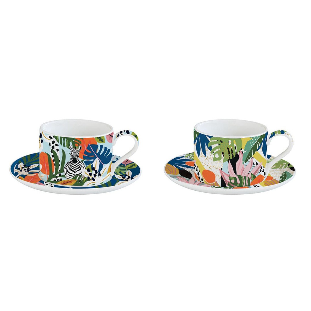 SET SKODELIC IN LONČKOV EASY LIFE TROPICAL VIBES SET 2KOS SKODELICE ČAJNE 240ML
