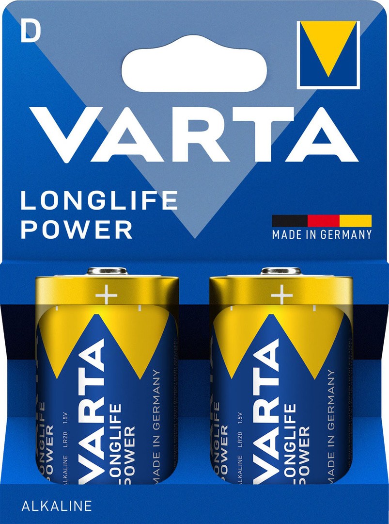 ALKALNI BATERIJSKI VLOŽEK VARTA LR20 D LONGLIFE POWER BL/2, 1.5V