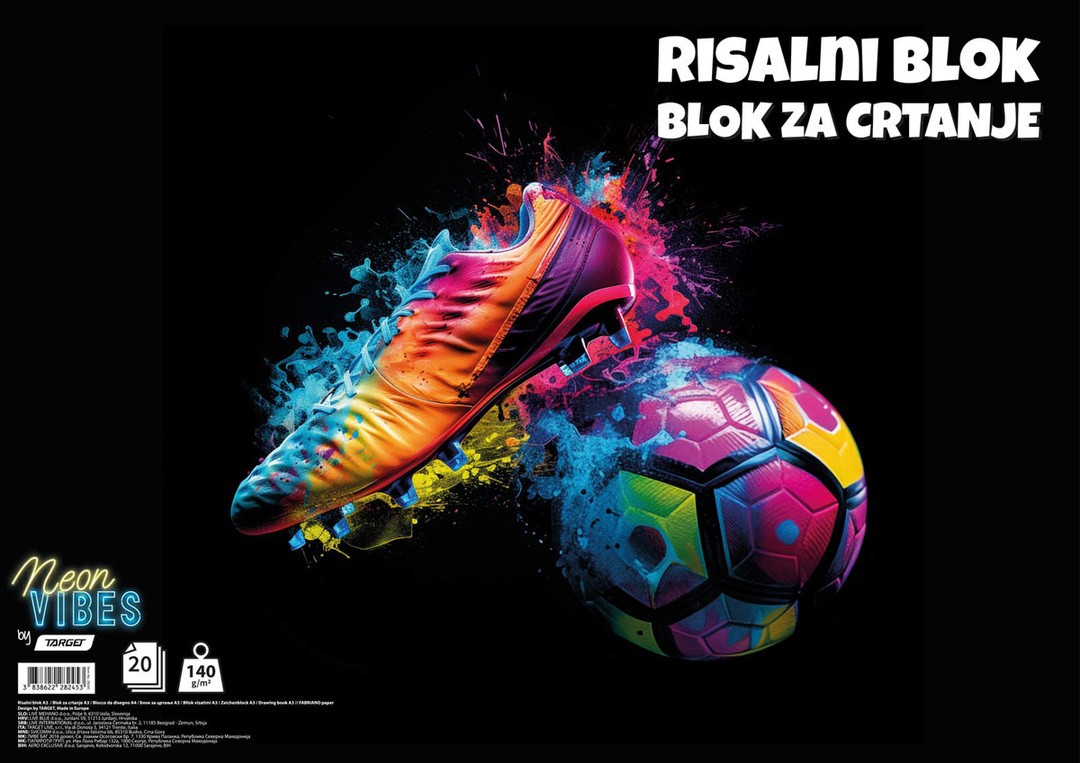 RISALNI BLOK TARGET A3 20 LISTOV 140GR. NEON VIBES 28245