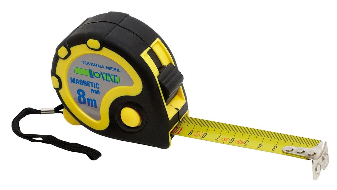 TRAČNI METER Z ZAPONKO TOVARNA MERIL KOVINE 8M X 25MM Z MAGNETOM