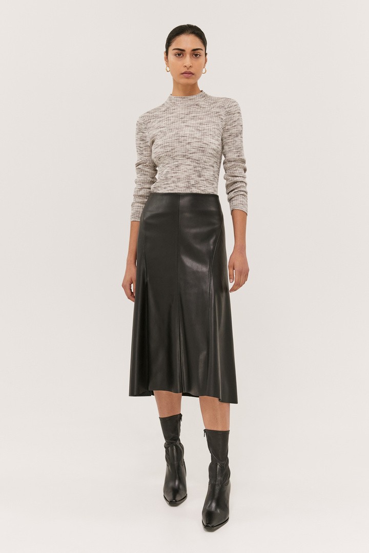 Vegan Leather Midi Skirt