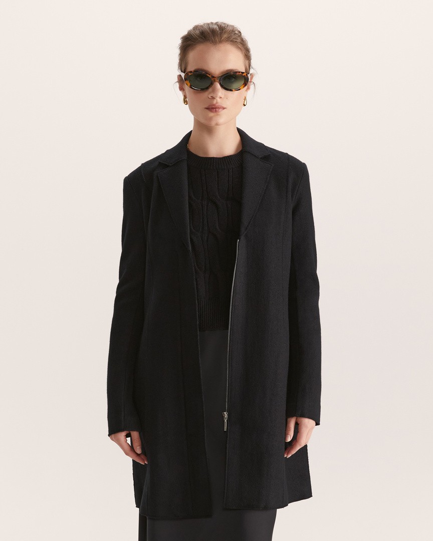 Karlie Merino Wool Knit Cardigan in Black SABA