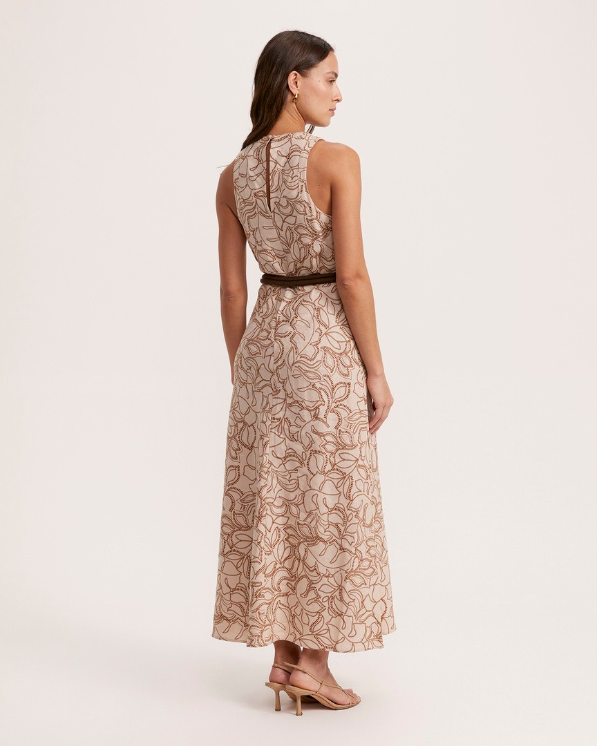 Victoria Rib Knit Tie Dress in Tan SABA