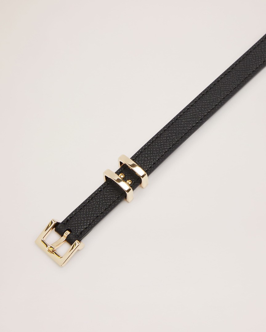 Noa Croc Leather Belt in Black - SABA