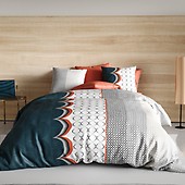 Parure Lit 100% Coton TAHARA – Drap Plat 240x300 + Drap Housse + 2 Taies 65x65 – Motifs Élégants