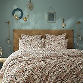 Housse De Couette Double Réversible Anna - 100% Coton Blanc Fond Fleurs
