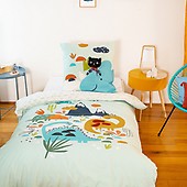 Parure de Lit Batman Comics Enfant, 100% Coton Oeko Tex, Lit 1 place, Housse de Couette 140x200 cm, Taie d'oreiller 65x65 cm - 1001 Nuits Enchantées