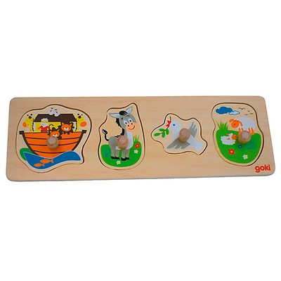 Goki Steckpuzzle „Was Gehört Zu Wem?“ – 9 Teile, Holz, Für Kinder Ab 12 Monaten