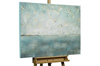 KunstLoft Leinwandbild 'Polaroid Picture' – 80x120 Cm, Handgemalt, Abstrakt In Blau-Beige, Fertig Aufgezogen