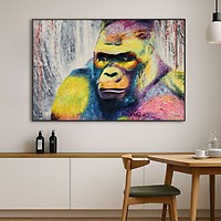 LEINWANDBILD 3D 120x80cm TIERE GORILLA AFFE AUF KEILRAHMEN ART BILDER GESCHENK