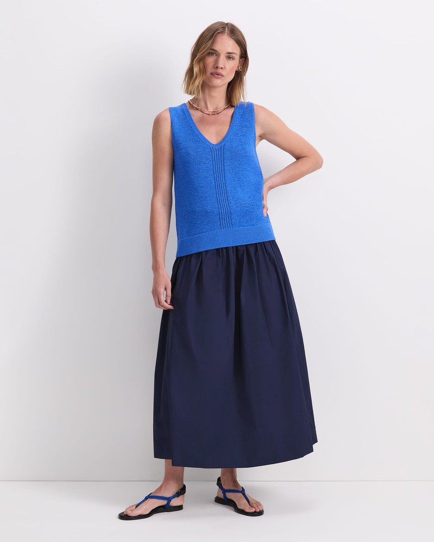Ariana Pintuck Linen Dress in Scarlet | Sportscraft