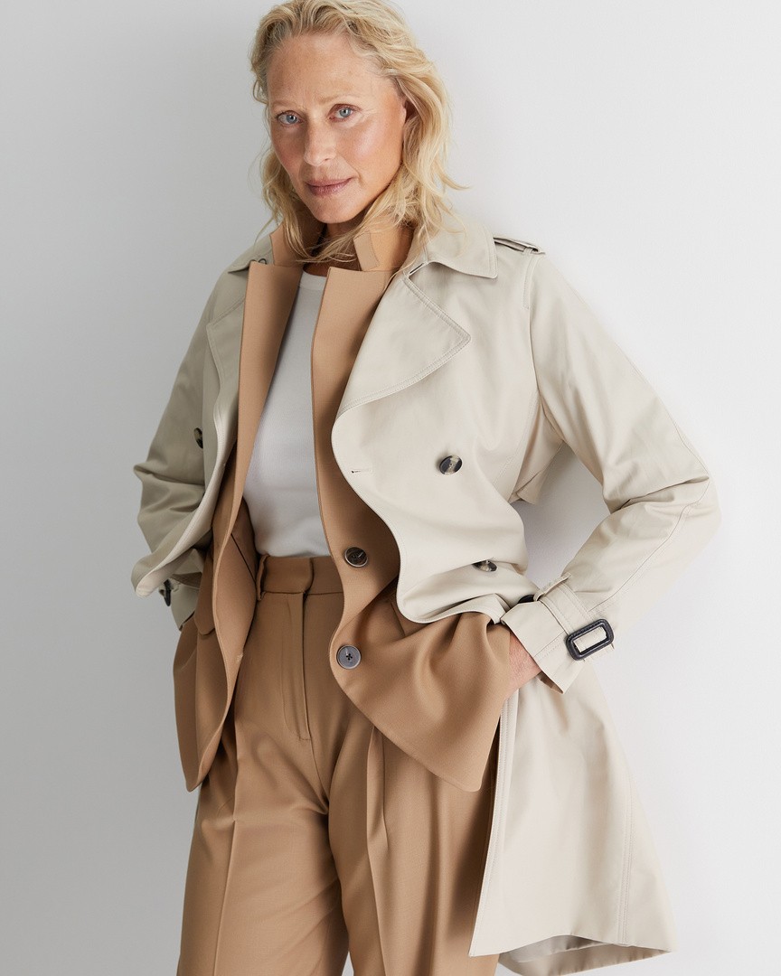 Audrey classic double breasted trench coat hot sale with detachable flannel liner & hood