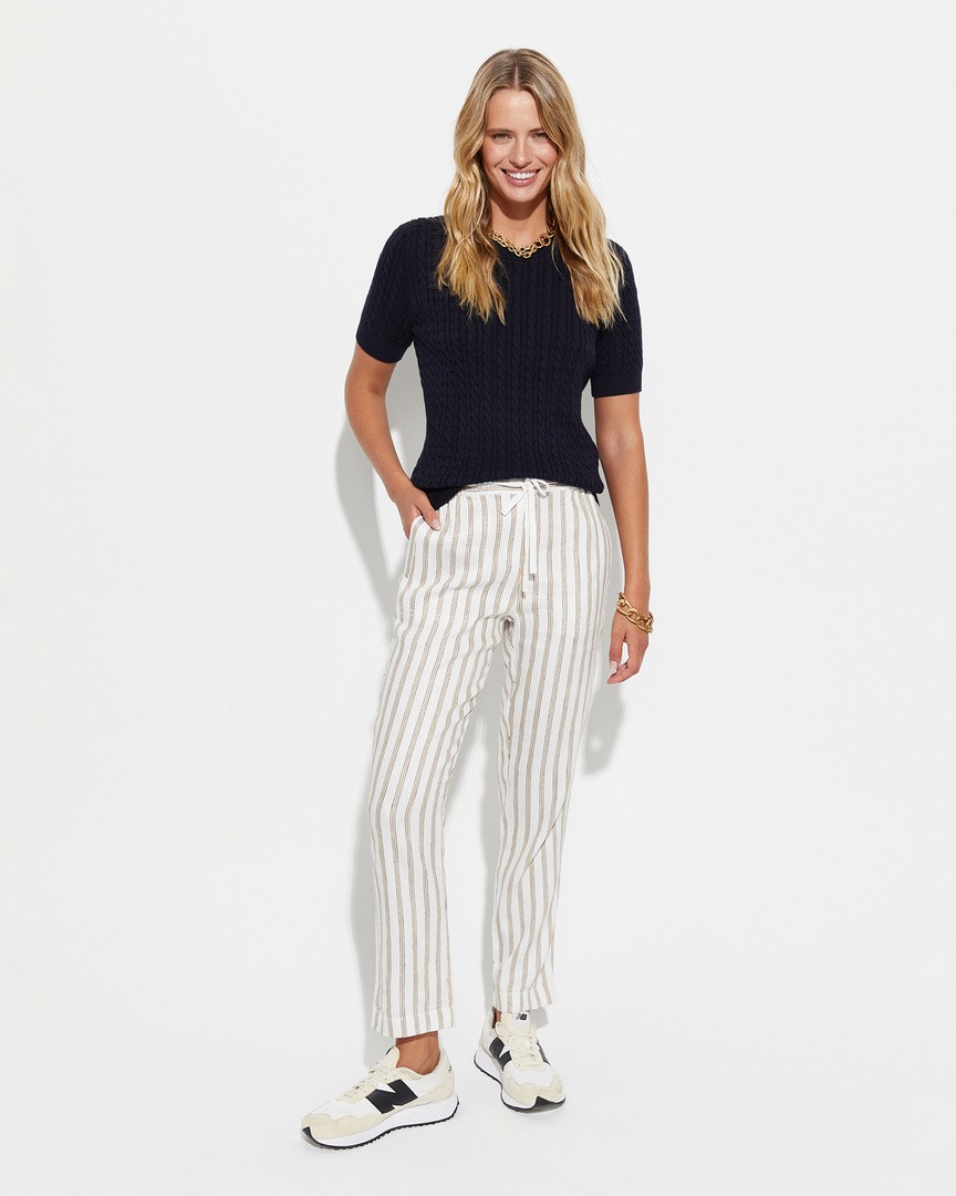 Striped linen hotsell pants women