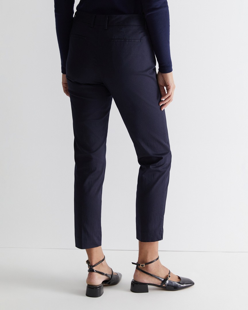 Pull on Trousers with Folded Waistband in Navy – Olivia May