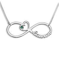 Infinity Name Necklace With Heart Sterling Silver Namefactory