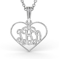 Bold Mono Three Initial Monogram Personalized Sterling Silver Necklace