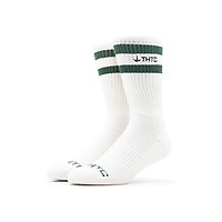 THTC Low Class Letter Crew Socks - White