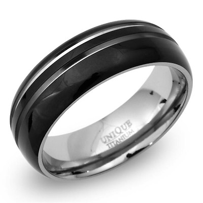 Titan-Ring, schwarz emailliert: genuin, schwarz, wendig
