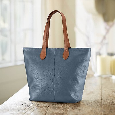 Denim blue cheap leather handbag