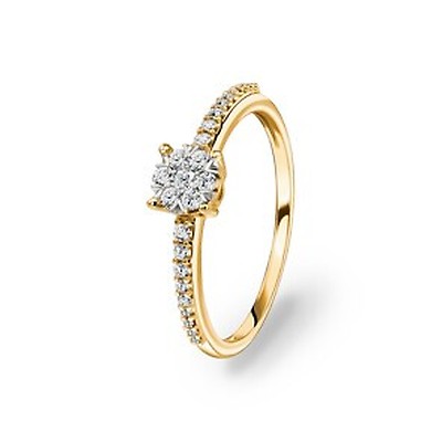 Bague Dame "Toi/Moi" En Or Jaune 18 Carats - Sertie De 2 Saphirs Et 4 Diamants - Taille 54/55 - Occasion Parfait État
