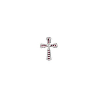 Pendentif Croix En Argent 925 Avec Rubis - Modèle P-AR-34, Neuf Avec étiquettes