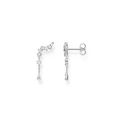 Boucles D'oreilles Clou En Or Blanc 18 Carats Avec Diamant - Poids 0.60g - Neuf