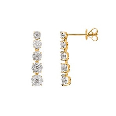 Boucles D'oreilles Clous En Or 18K Avec Diamants Ronds 0.64 Ct - Couleur G, Clarté SI1, Neuf Avec étiquettes