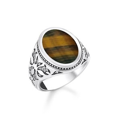 Thomas Sabo Bague Glam & Soul Argent Sterling 925 Noirci - Motif Hiéroglyphes Égyptiens TR2106-643-11 - Bijou Unisexe Élégant Et Puissant