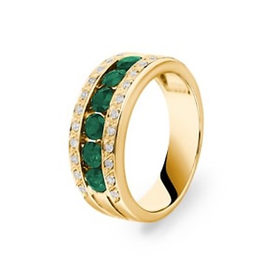 Bague Alliance Diamant Et Rubis Or Jaune 18 Carats - 3.68 Ct Total, Taille 52, Neuf Avec étiquettes