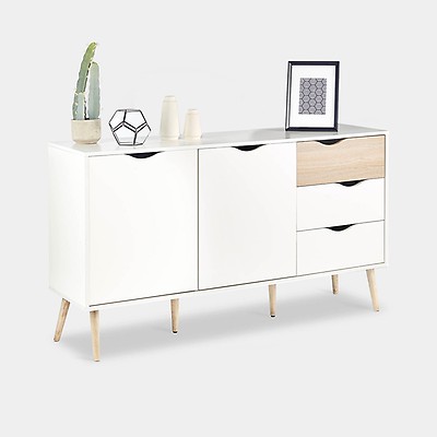 Chest Of Drawers Light Oak White Vonhaus