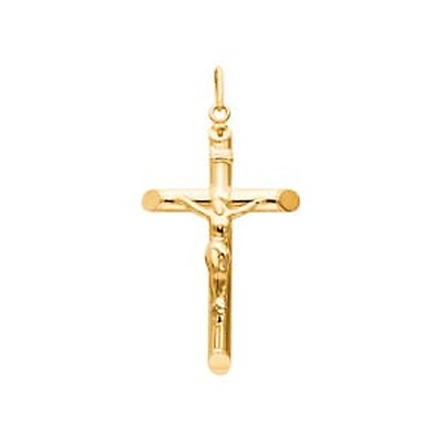 14K Solid Gold Kleiner Jesus Kruzifix Kreuz Religiöser Anhänger, Religiöser Tiny Charm Real Gold Cross Anhänger Für Halskette Oder Kette