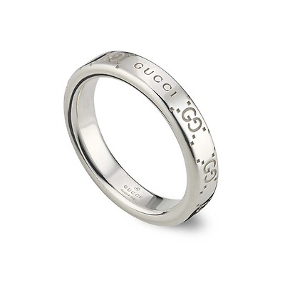 Gucci GG & Bee Sterling Silver Engraved Slim Ring