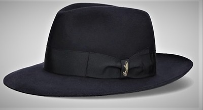 Chapeau Borsalino Alessandria 1966 Noir Taille 5 1/2 (S) - Feutre Qualité Supérieure Vintage Italie