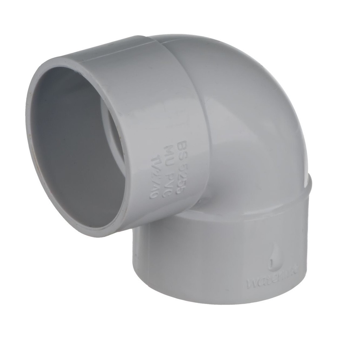 2-Pack 40mm (43mm) Solvent Weld Waste Pipe 45 Degree Bend - White Plumbing Fitting