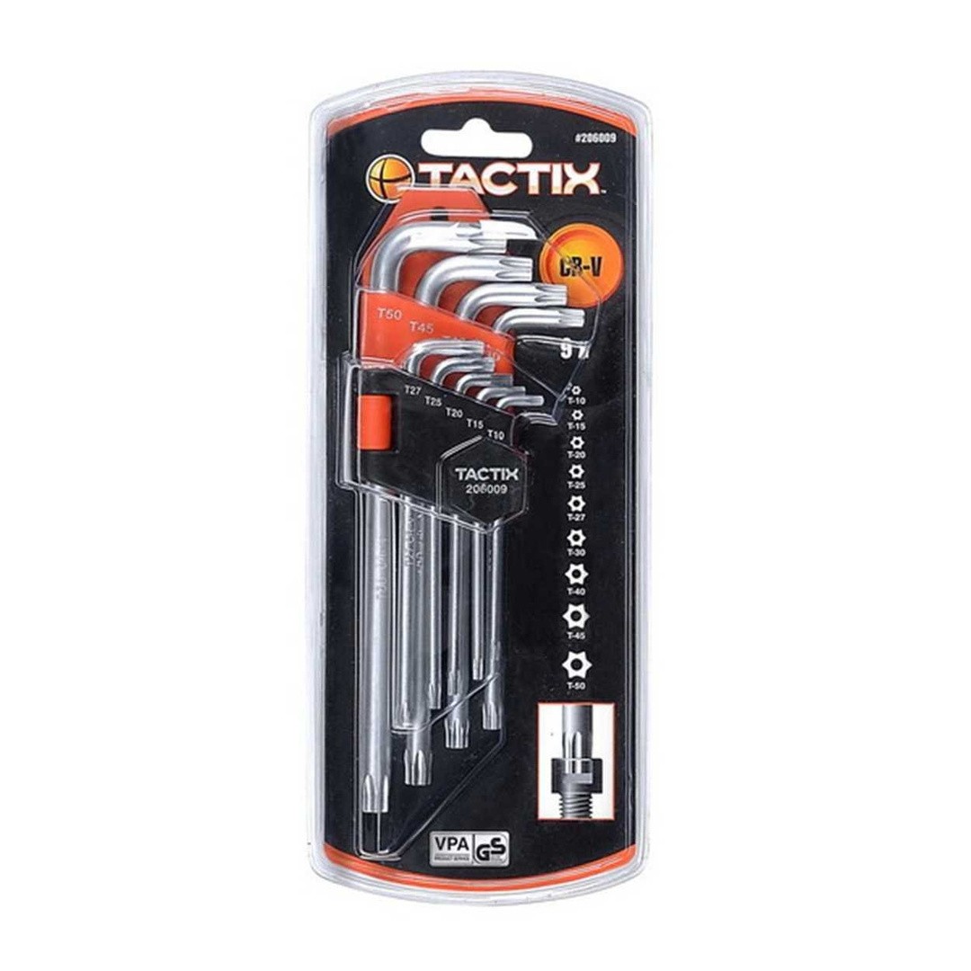Tactix Torx Schlüssel Set 8-teilig – Mit Loch, Größen T9 Bis T40, Aus Chrom-Vanadium-Stahl
