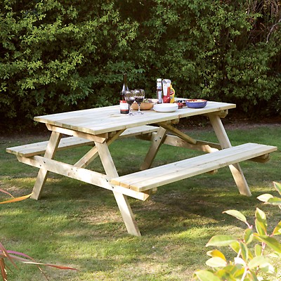 Rowlinson 5ft Garden Picnic Bench, Rowlinson Round Wooden Picnic Table