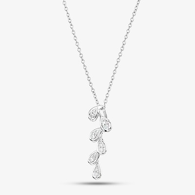 1/5 CT. T.W. Baguette and Round Diamond Infinity Twist Necklace in Sterling Silver